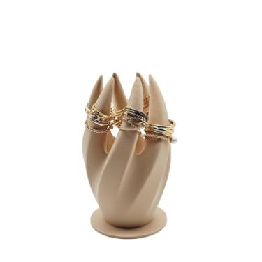 Imagem de Porta Anéis Suporte Expositor e Organizador de Jóias Pulseiras Anéis e Acessórios(Bege)