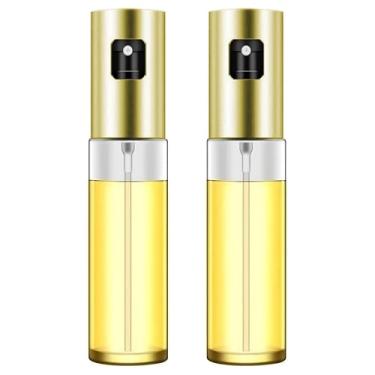 Imagem de Kit 2 Borrifadores Spray para Azeite Óleo e Vinagre Multiuso Pulverizador Galheteiro 100 ml Design Premium Econômico Saudável e Prático para Cozinha (Ouro)
