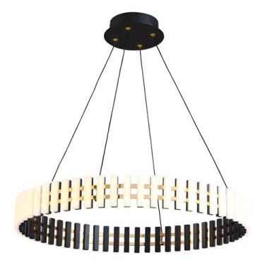 Imagem de Pendente Led Redondo 80w 3000k, Sala, Mesa Jantar, Quarto Preto