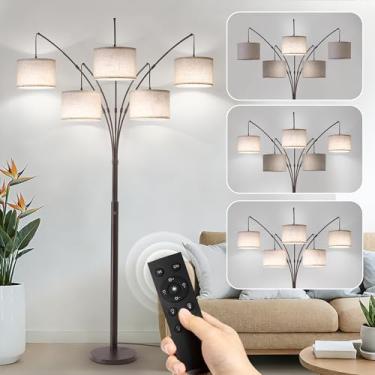 Imagem de Fansdrick Candeeiro de chão regulável - Candeeiros de chão de arco para sala de estar, 4000 lm, lâmpada de pé alta moderna super brilhante com tons pretos e base pesada, luminária de chão de árvore de