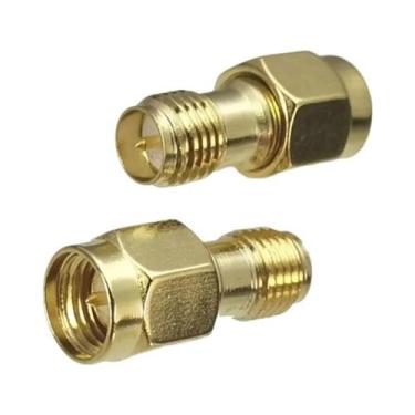 Imagem de Adaptador Coaxial RF SMA RP-SMA Macho Para Fêmea Com Conector De Latão