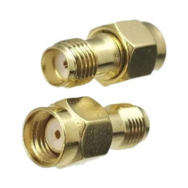 Imagem de Adaptador Coaxial RF SMA RP-SMA Macho Para Fêmea Com Conector De Latão