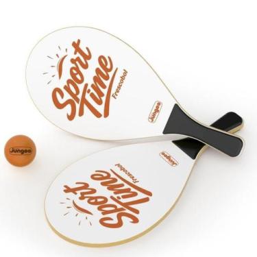 Imagem de Kit Frescobol Praia com Bolinha e 2 raquetes de Madeira - Junges