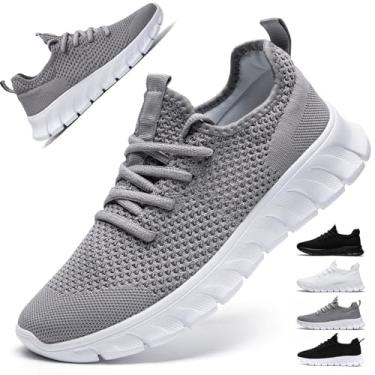 Imagem de DaoLxi Tênis de corrida feminino, sem cadarço, caminhada, academia, antiderrapante, trabalho, treino, jogging, B Cinza claro, 38