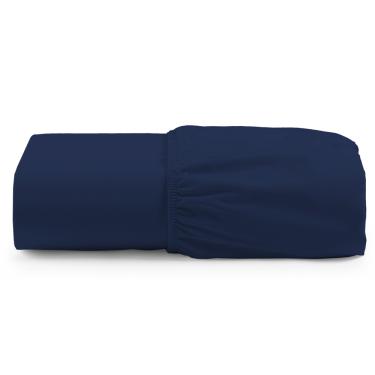 Imagem de Lençol Unique Avulso de Baixo Casal Padrão com Elástico Micro Percal 400 Fios - Azul Marinho