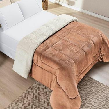 Imagem de Edredom Queen Coberdrom Dupla Face Sherpa Mantinha Everest Cor Terra