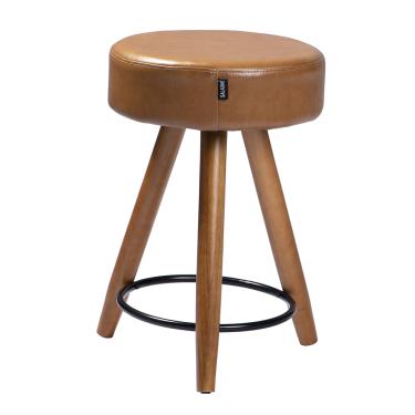 Imagem de Banqueta Baixa para Cozinha Base Madeira Dani Sintético PU Telha S02 - D'Rossi