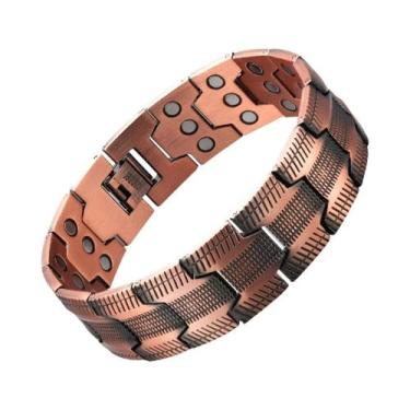 Imagem de Pulseira De Terapia Magnética De Cobre Puro Masculina, 3500 Gauss, 3X 