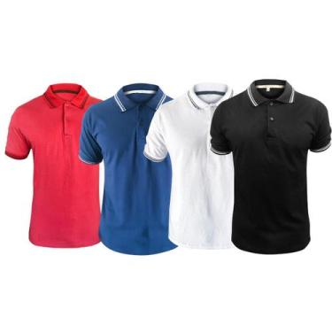 Imagem de Camisa Gola Polo Masculina Adulto Lisa Básica Algodão Slim - MT Clothi