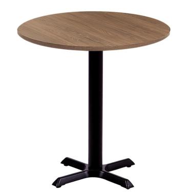 Imagem de Mesa ômega Em Ferro Preto Pintura 74 Cm (altura) Com Tampo Em Mdp Redonda 80 Cm Imbuia