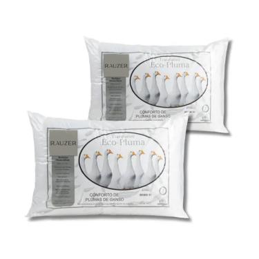 Imagem de Kit 2 Travesseiro Pluma Ganso Confortável Antiacaro 70x50cm