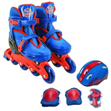 Imagem de Patins Inline 4 Rodas Turma da Aventura KIT de Proteçao 34-37