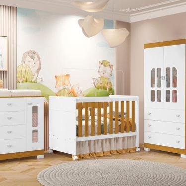 Imagem de Quarto Completo com Berço 3 em 1 Katatau Branco Fosco / Savana