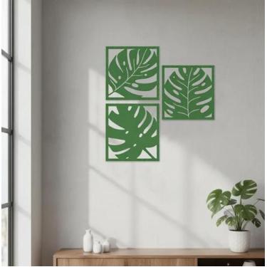 Imagem de Quadro Decorativo Placa Trio Floral Contemporâneo Flora Minimalista Na