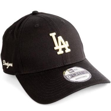 Imagem de Boné New Era 9FORTY Los Angeles Dodgers Costurado Original MLB, Preto,