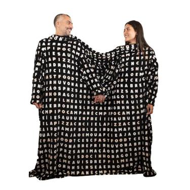 Imagem de Manta Casal Preta Com Manga Caca Palavra Imaginarium