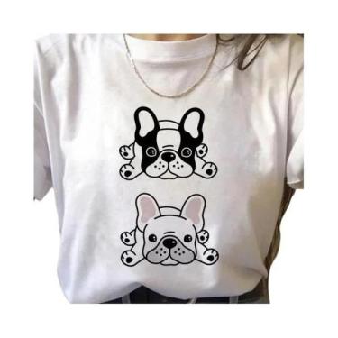 Imagem de Camiseta plus Size Com Estampa De Bulldog Francês Kawaii Harajuku Para