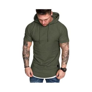 Imagem de Camiseta Masculina de Verão - Manga Curta, Casual, com Capuz, BR-P, Ex
