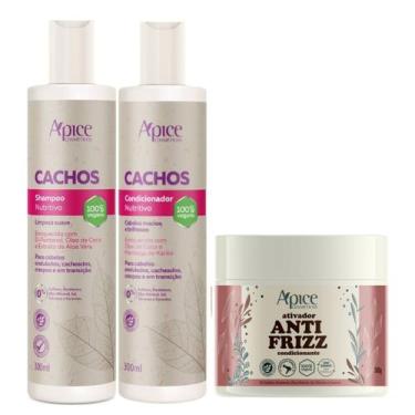Imagem de Apice Trio Shampoo e Condicionador Cachos 300ml + Ativador Anti Frizz 