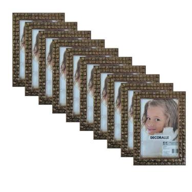 Imagem de Kit Porta Retrato 10x15 Dourado 10 Un. Moldura Detalhada - Image