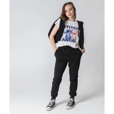 Imagem de Calça Juvenil Moletom Bolsos Marisa Tam 10 a 16 Preto-50055, 10, Preto