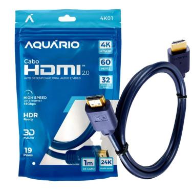 Imagem de Cabo Hdmi Aquario 4k01 4k Macho X Macho 2.0 1m
