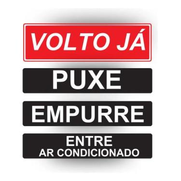 Imagem de Kit Placa Volto Já + Ar Condicionado + Puxe + Empurre - Pacific Flower