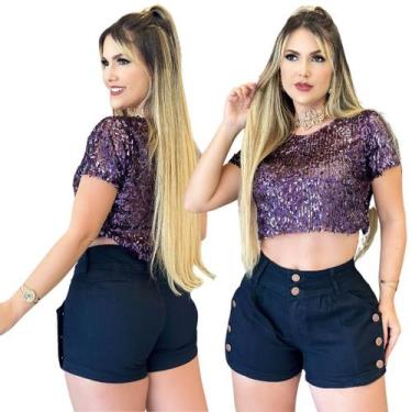 Imagem de  Short Feminino 8 Botões Preto - Atacado da Moda, 36, Un