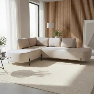Imagem de Sofá de Canto Orgânico 4 Lugares 265cm Base de Ferro Chaise Esquerda L