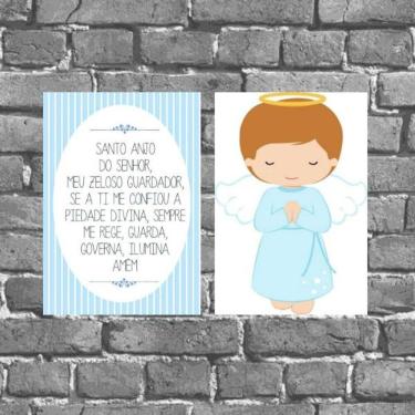 Imagem de Kit 2 Placas Decorativas Santo Anjo 18x27cm
