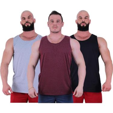 Imagem de Kit 3 Regatas Clássicas MXD Conceito Slim Cores Básicas e Mescladas Lisas-Masculino