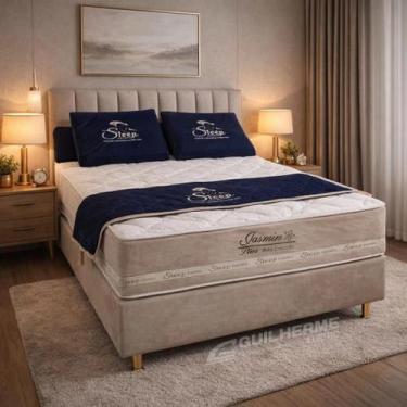 Imagem de Cama Casal Molas ensacadas Conjunto box Jasmim 1,38 casal padrão Com l