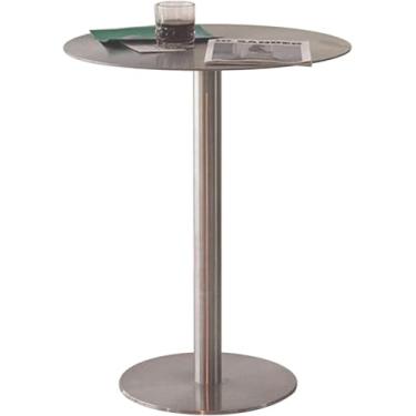 Imagem de Mesa De Bar De Aço Inoxidável, Mesa De Bistrô Moderna 40cm / 50cm / 60cm Mesa Redonda, Mesa Alta Com Economia De Espaço Pub Café Sala De Jantar Mobília Compacta De Bistrô, One Color, 60x105cm
