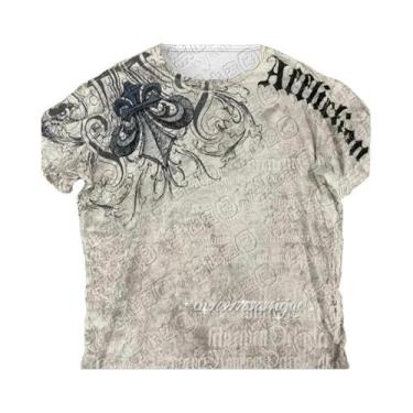 Imagem de Camiseta Masculina De Verão Com Gola Redonda Grande E Estampa De Desaf