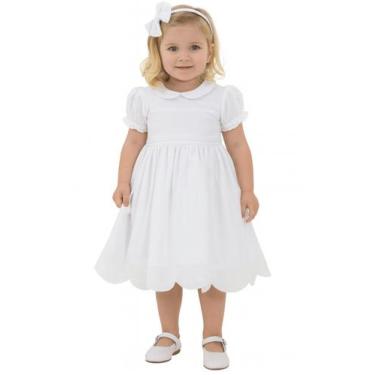 Imagem de Vestido Batizado Bebê Branco Algodão Luxo Festa Menina - Papilloo, Bra
