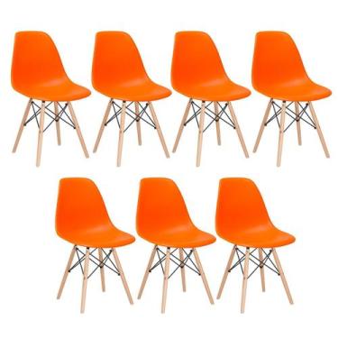 Imagem de Kit 7 Cadeiras Laráz Eames Eiffel DSW - Laranja - Laraz