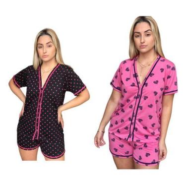 Imagem de Kit 2 Pijamas Feminino Americano Adulto Curto Malha Gestante - PIJAMAS