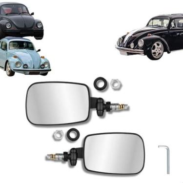 Imagem de 2 Retrovisor Fusca Mexicano Preto Braco Curto Convexo Azul - ROSSO & V
