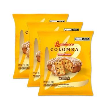 Imagem de Mini Colomba de Páscoa Frutas Bauducco Kit 3 unidades 80g - 12173, Bau