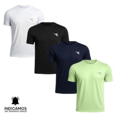 Imagem de Kit 4 Camisetas Diadora Small Logo Masculina - Branco e Preto XGG-Masculino