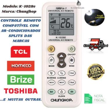 Imagem de Controle Remoto Universal para Ar Condicionado Komeco Brize TCL Toshib