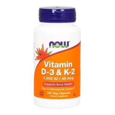 Imagem de Vitamina D3 1000 ui + K2 45 MCG (120 VCAPS) Now Foods