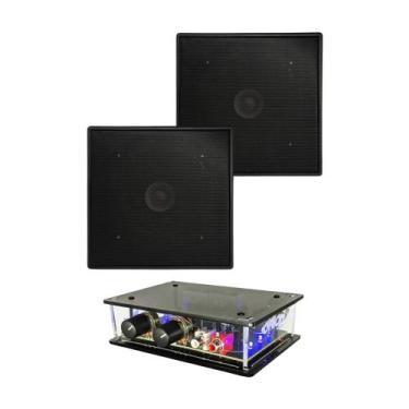 Imagem de COMP Kit Som Ambiente: 2 Arandelas Quadradas 6" Orion 55W + Mini Ampli