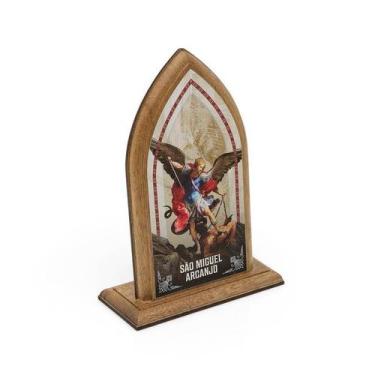 Imagem de Capelinha de Madeira com Brilho São Miguel Arcanjo - Proteção Espiritu