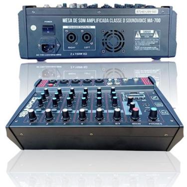 Imagem de Mesa de Som 7 Canais Amplificada 300W Interface Áudio Igreja - SOUNDOI