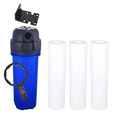 Imagem de Kit Filtro Cavalete Caixa D'água Pré 75 Micra Carcaça 10  Azul 0 - Roy