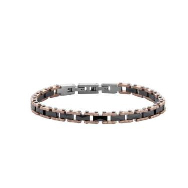 Imagem de Bracelete em Aço com Gomos Black e Borda Rosê - Rosso Design