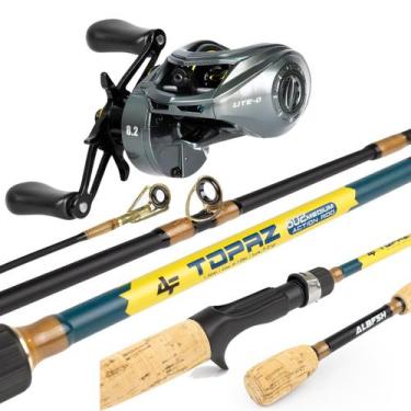 Imagem de Carretilha de Pesca Lite Vara Topaz Carbono 12lb Kit Traíra Lado:Esque