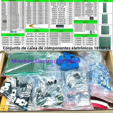 Imagem de Kit De Componentes Eletrônicos DIY Com 1818 Peças: LEDs, PCBs, Capacit