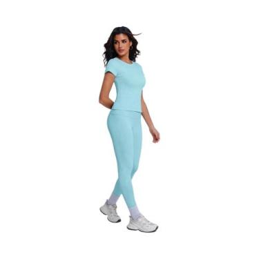Imagem de Conjunto De Treino Ultra Macio Para Mulheres Com Camiseta De Manga Cur